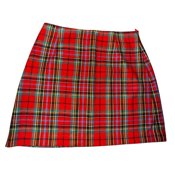 Limited Tartan Plaid Mini Skirt Size 2 Red Wool Blend Classic Preppy Y2k Punk - Picture 1 of 4